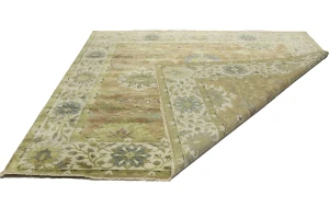 Rust Orange Floral 10X10 Osh Chobi Oriental Square Rug