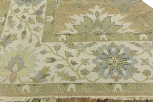 Rust Orange Floral 10X10 Osh Chobi Oriental Square Rug