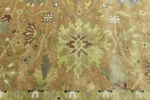 Rust Orange Floral 10X10 Osh Chobi Oriental Square Rug