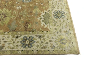 Rust Orange Floral 10X10 Osh Chobi Oriental Square Rug