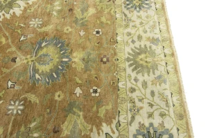 Rust Orange Floral 10X10 Osh Chobi Oriental Square Rug