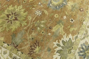 Rust Orange Floral 10X10 Osh Chobi Oriental Square Rug