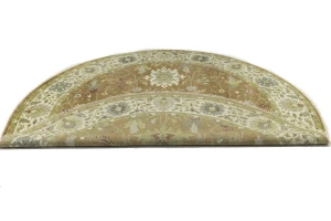 Light Rust Floral 10x10 Osh Chobi Oriental Round Rug