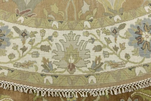 Light Rust Floral 10x10 Osh Chobi Oriental Round Rug