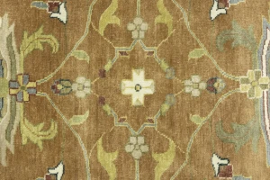 Light Rust Floral 10x10 Osh Chobi Oriental Round Rug