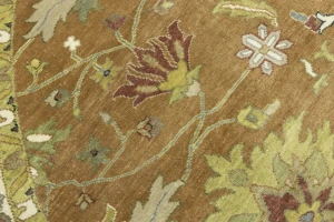 Light Rust Floral 10x10 Osh Chobi Oriental Round Rug