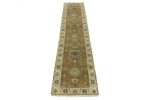 Light Rust Floral 2x12 Osh Chobi Oriental Runner Rug