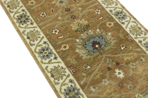 Light Rust Floral 2x12 Osh Chobi Oriental Runner Rug