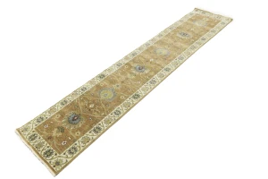 Light Rust Floral 2x12 Osh Chobi Oriental Runner Rug