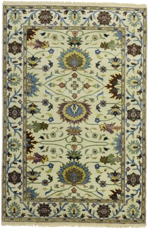 Cream Floral 4x6 Osh Chobi Oriental Area Rug