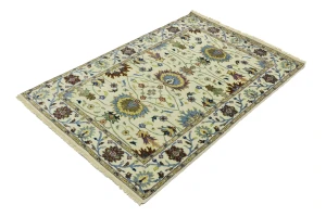 Cream Floral 4x6 Osh Chobi Oriental Area Rug