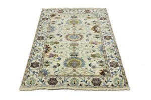 Cream Floral 4x6 Osh Chobi Oriental Area Rug