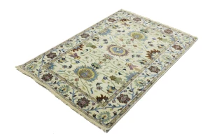 Cream Floral 4x6 Osh Chobi Oriental Area Rug