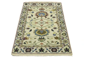 Cream Floral 3X5 Oushak Chobi Oriental Rug