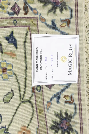 Cream Floral 3X5 Oushak Chobi Oriental Rug