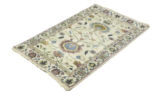 Cream Floral 3X5 Oushak Chobi Oriental Rug