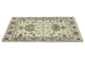 Cream Floral 3X5 Oushak Chobi Oriental Rug