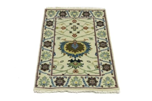 Beige Floral 2X3 Osh Chobi Peshawar Oriental Rug