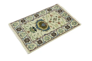 Beige Floral 2X3 Osh Chobi Peshawar Oriental Rug