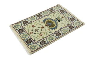 Beige Floral 2X3 Osh Chobi Peshawar Oriental Rug