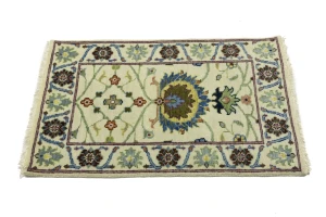 Beige Floral 2X3 Osh Chobi Peshawar Oriental Rug