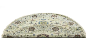 Cream Floral 8X8 Osh Chobi Peshawar Oriental Round Rug