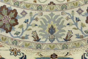 Cream Floral 8X8 Osh Chobi Peshawar Oriental Round Rug