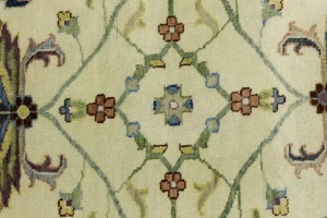 Cream Floral 8X8 Osh Chobi Peshawar Oriental Round Rug