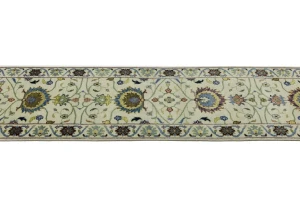 Cream Floral 2'5X13'7 Osh Chobi Peshawar Oriental Runner Rug