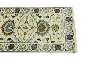 Cream Floral 2'5X13'7 Osh Chobi Peshawar Oriental Runner Rug