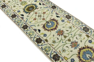 Cream Floral 2'5X13'7 Osh Chobi Peshawar Oriental Runner Rug