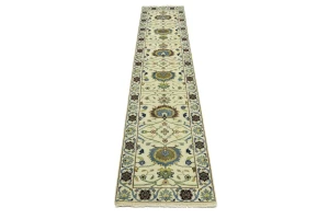 Cream Floral 3X12 Osh Chobi Peshawar Oriental Runner Rug