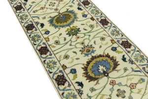 Cream Floral 3X12 Osh Chobi Peshawar Oriental Runner Rug