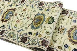 Cream Floral 3X12 Osh Chobi Peshawar Oriental Runner Rug