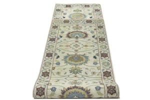 Cream Floral 3X12 Osh Chobi Peshawar Oriental Runner Rug