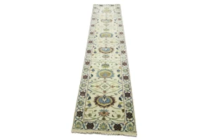 Cream Floral 3X12 Osh Chobi Peshawar Oriental Runner Rug