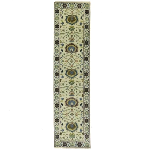 Cream Floral 3X10 Osh Chobi Peshawar Oriental Runner Rug