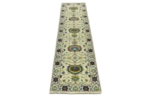 Cream Floral 3X10 Osh Chobi Peshawar Oriental Runner Rug