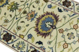 Cream Floral 3X10 Osh Chobi Peshawar Oriental Runner Rug