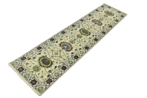 Cream Floral 3X10 Osh Chobi Peshawar Oriental Runner Rug