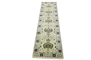 Cream Floral 3X10 Osh Chobi Peshawar Oriental Runner Rug