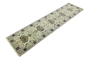 Cream Floral 3X10 Osh Chobi Peshawar Oriental Runner Rug