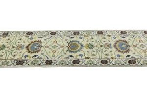 Cream Floral 3X10 Osh Chobi Peshawar Oriental Runner Rug