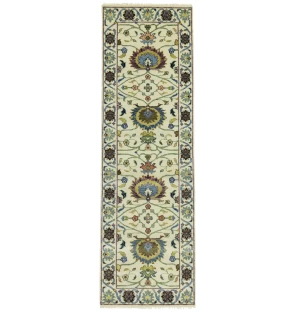 Cream Floral 3X8 Osh Chobi Peshawar Oriental Runner Rug
