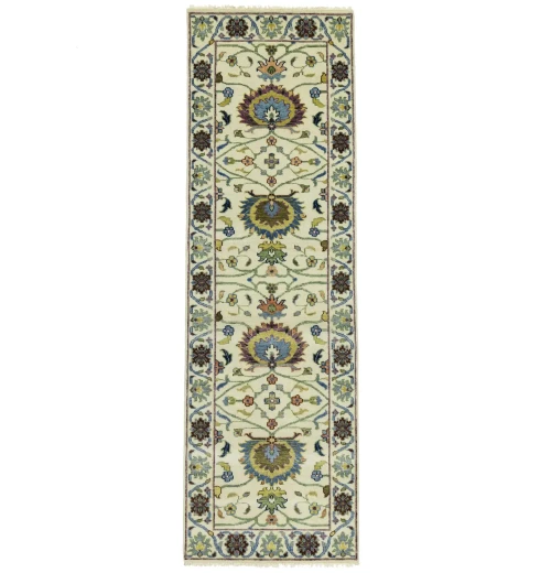 Cream Floral 3X8 Osh Chobi Peshawar Oriental Runner Rug