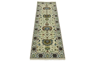 Cream Floral 3X8 Osh Chobi Peshawar Oriental Runner Rug