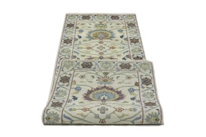Cream Floral 3X8 Osh Chobi Peshawar Oriental Runner Rug