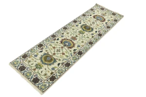 Cream Floral 3X8 Osh Chobi Peshawar Oriental Runner Rug