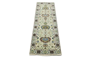 Cream Floral 3X8 Osh Chobi Peshawar Oriental Runner Rug