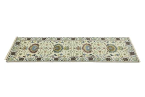 Cream Floral 3X8 Osh Chobi Peshawar Oriental Runner Rug
